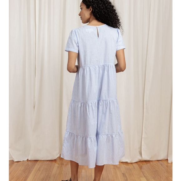 🆕 TRADLANDS CHALET TIERED DRESS COTTON LINEN HARBOR XS - Picture 4 of 8